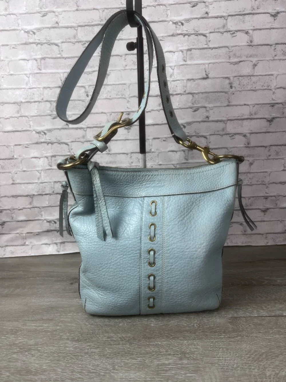 Coach 10716Chelsea Laced Leather Crossbody Hobo Bag.